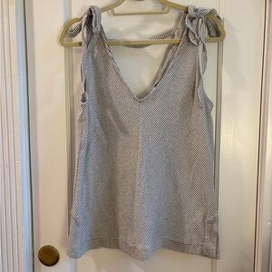 Lucky Brand Grey and White Striped Top